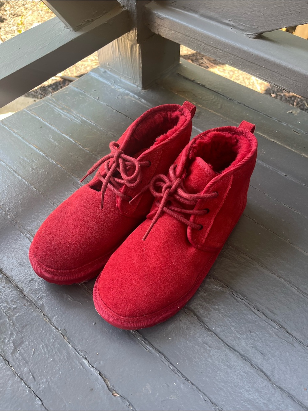 Womens Red Suede Lace-Up Uggs
